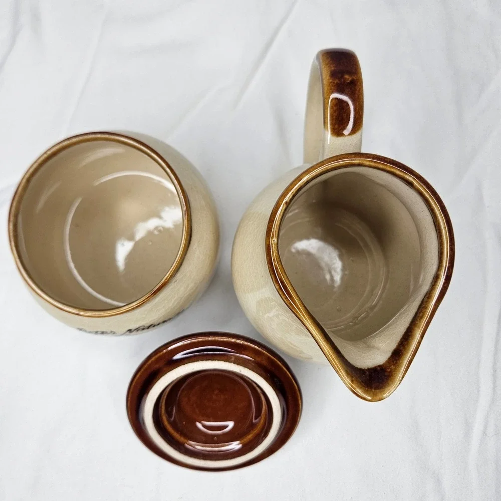 Vintage Enesco Live Better Naturally Wheat Creamer and Sugar Bowl Set‎ Korea